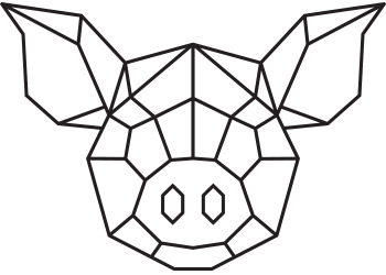 pig head frontal, wireframe